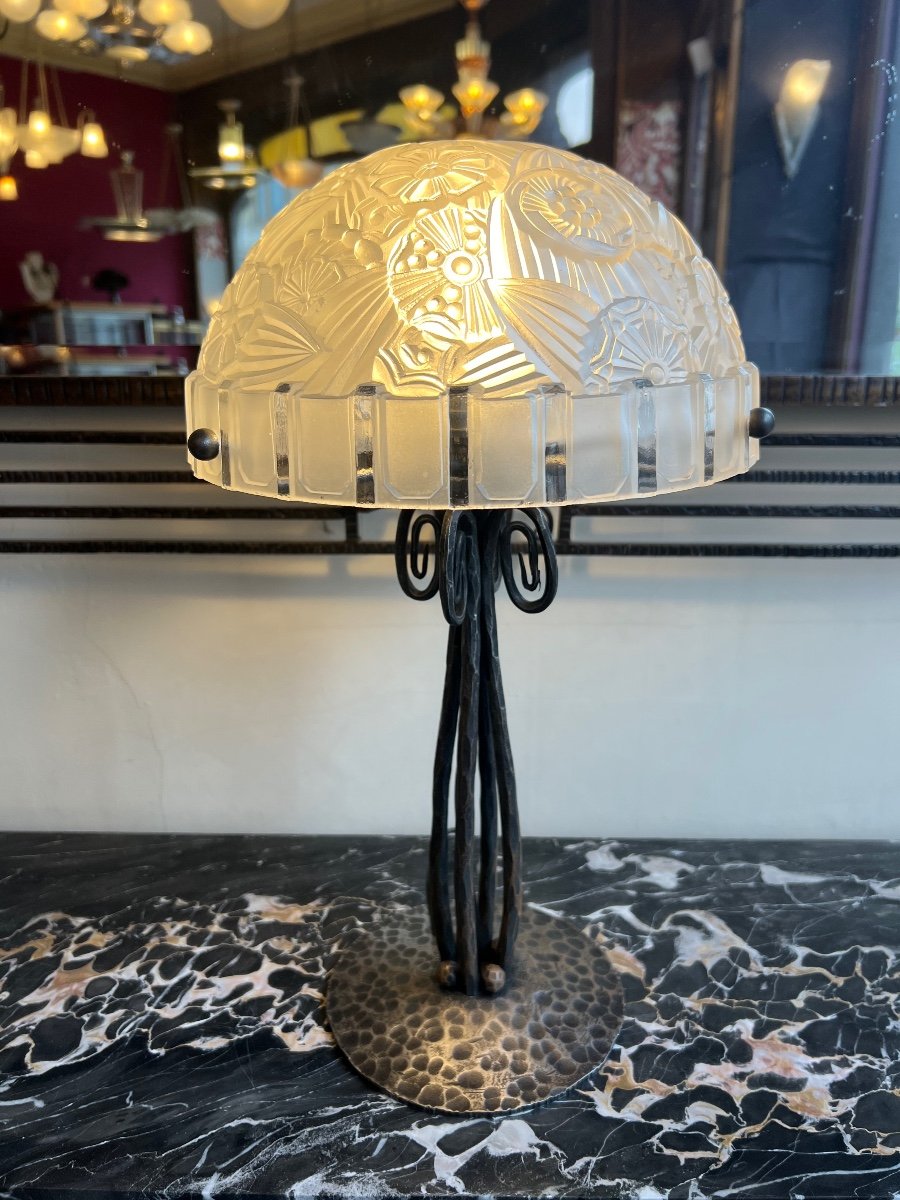  Art Deco Lamp Hettier & Vincent Wrought Iron (art Deco Lamp 1925 / Lighting 1930) 