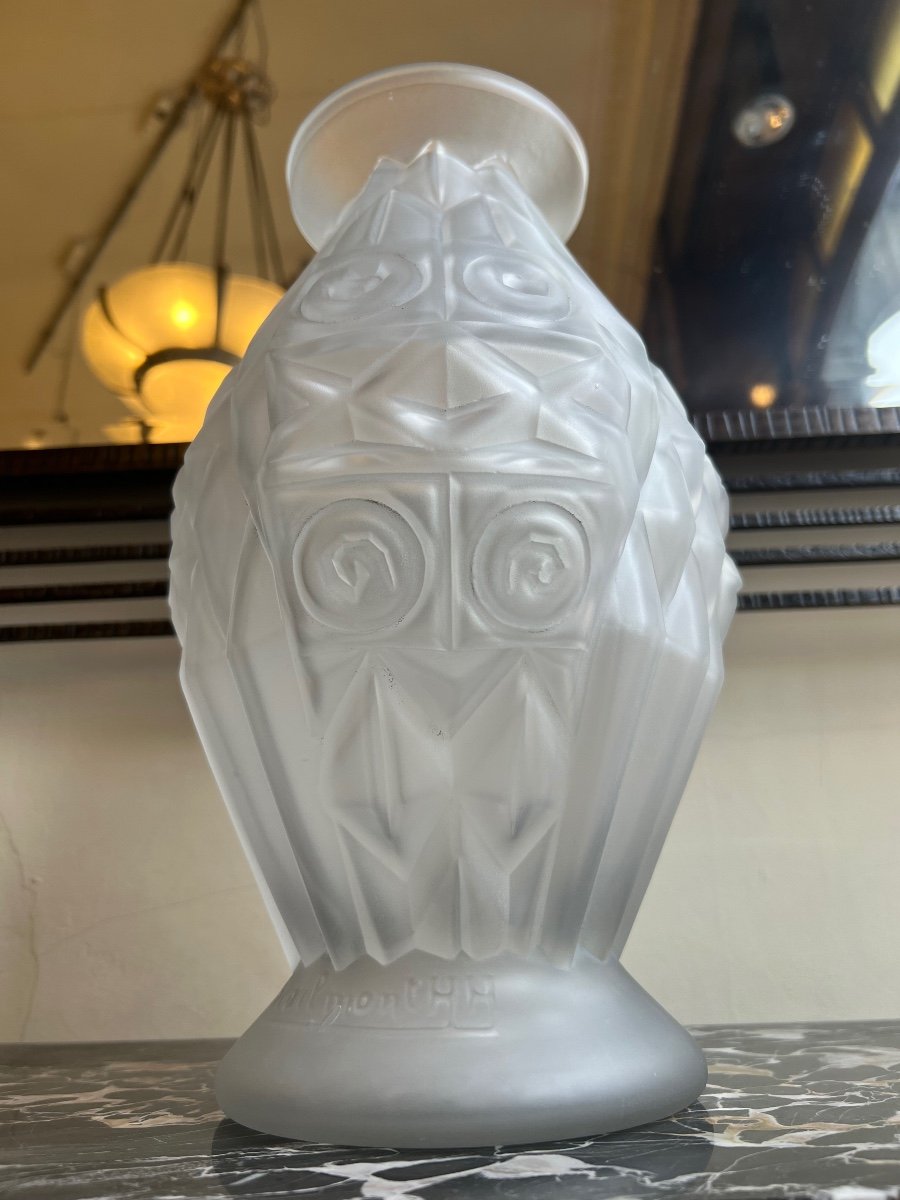 Large Art Deco Vase Henri Heemskerk For Verreries De Scailmont / Signed (art Deco Vase 1930) -photo-1