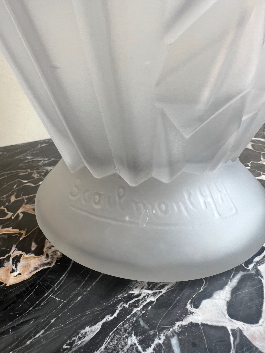 Large Art Deco Vase Henri Heemskerk For Verreries De Scailmont / Signed (art Deco Vase 1930) -photo-5