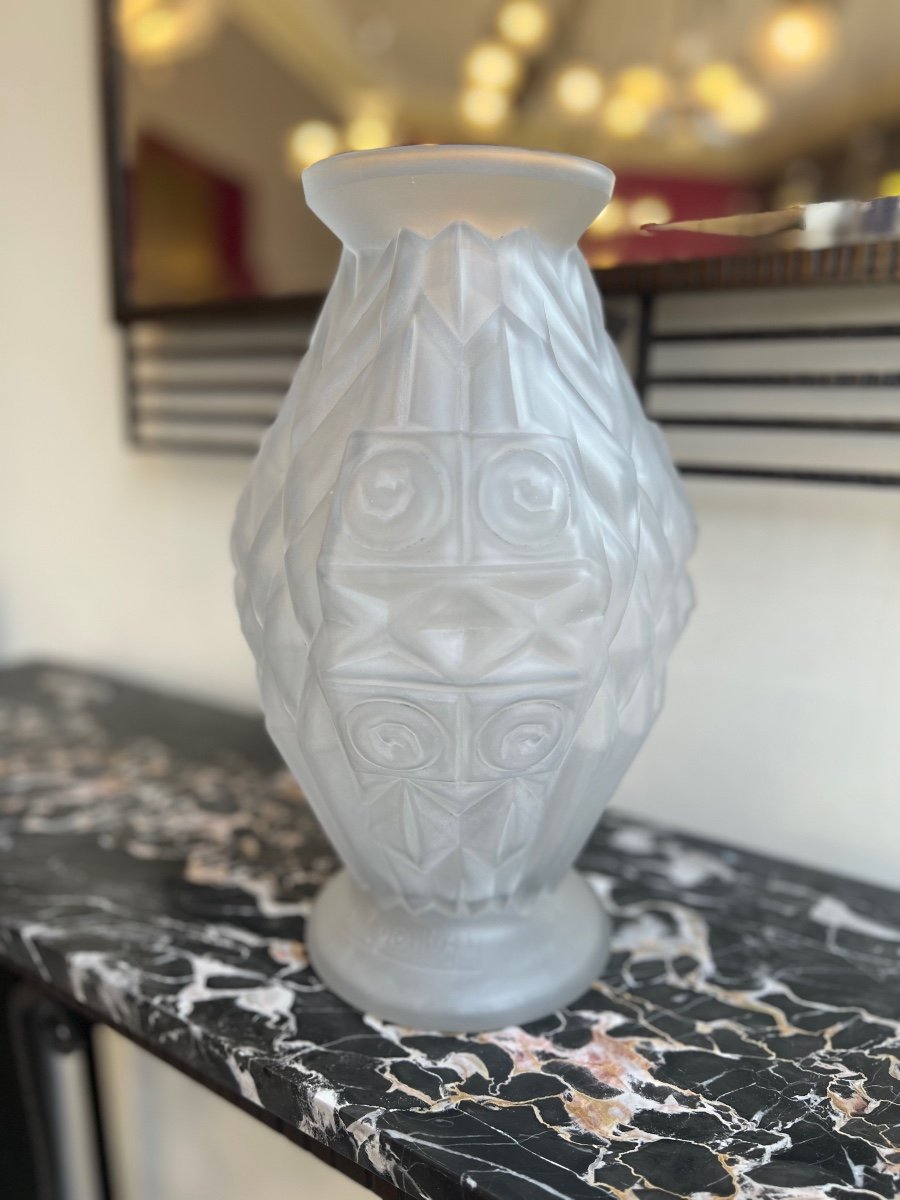 Large Art Deco Vase Henri Heemskerk For Verreries De Scailmont / Signed (art Deco Vase 1930) 