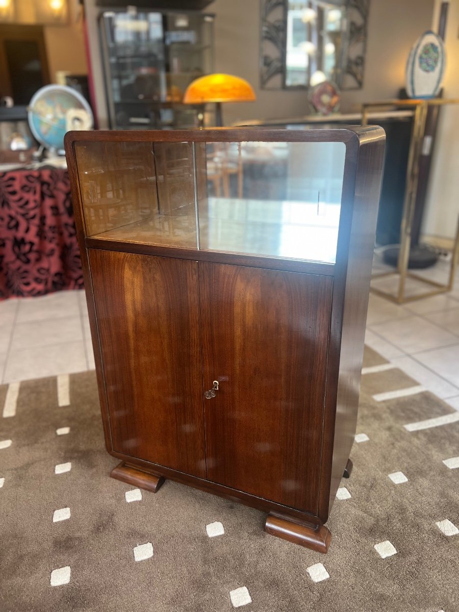 Art Deco Bar Furniture In Buffer Polished Mahogany With Sliding Showcase (art Deco Bars 1930) -photo-2