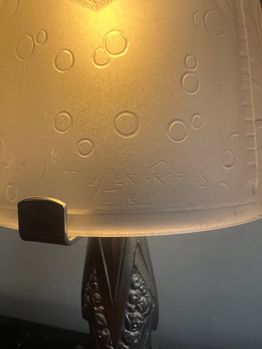 Art Deco Lamp “landscape With Corn Ears” Signed Müller Frères (art Deco Lamps 1930) -photo-8