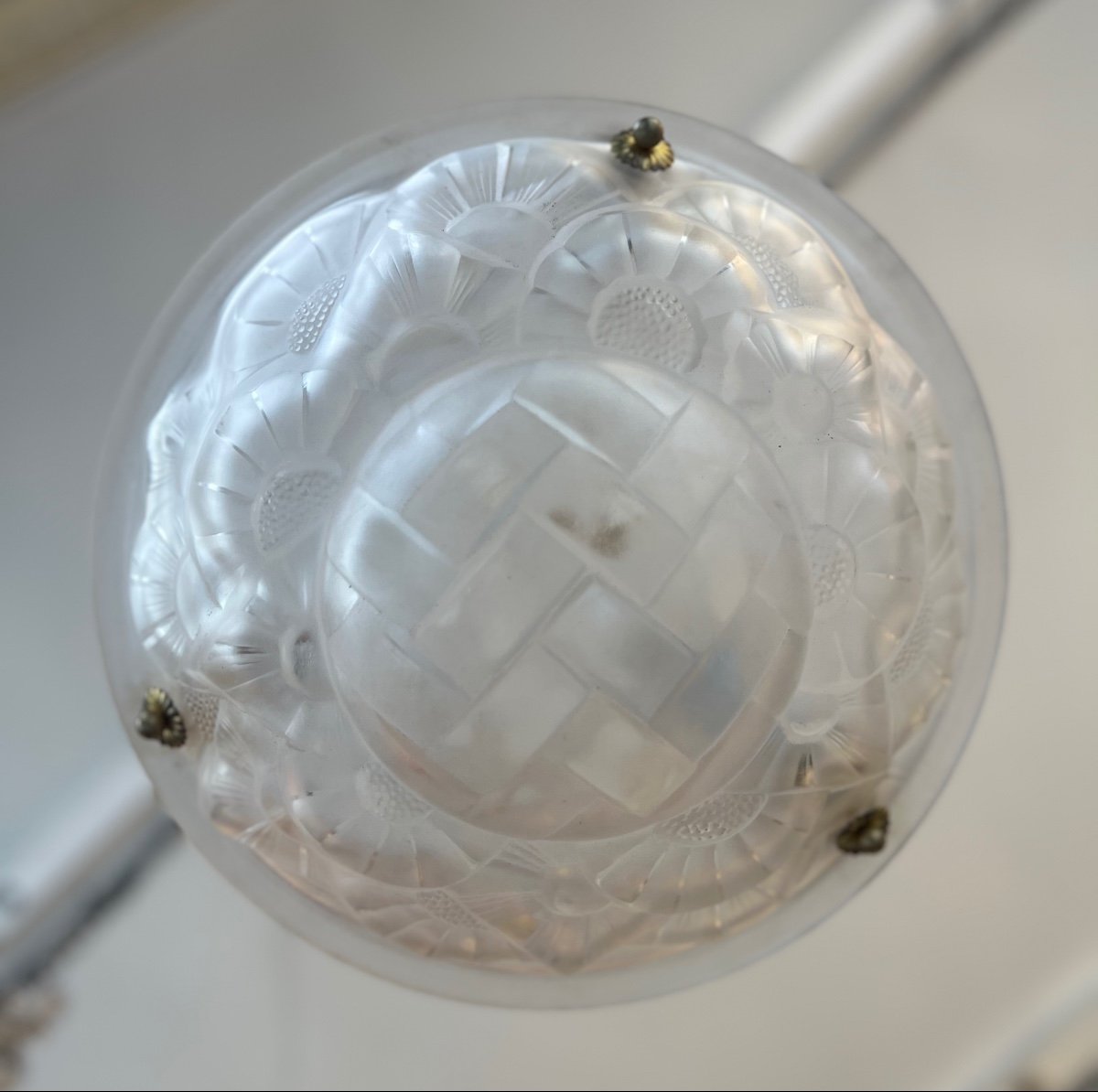 Art Deco Suspension / Ceiling Lamp In Cordelières Signed Degué (art Deco Chandelier 1930) -photo-7
