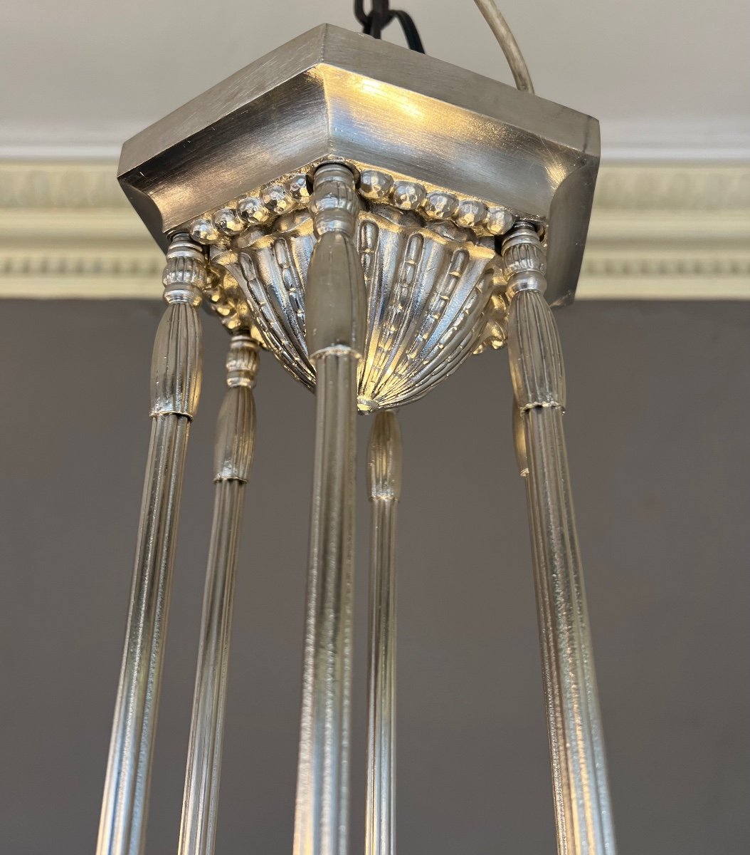Magnificent Art Deco Georges Leleu Chandelier With 4 Cups And A Basin (art Deco Chandelier 1930) -photo-6