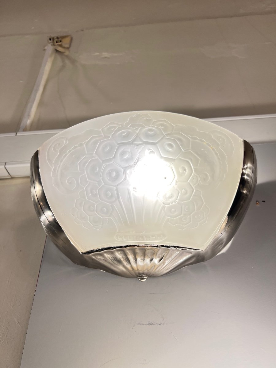 Splendid Pair Of Art Deco Wall Lights Signed Müller Frères Lunéville (art Deco Wall Light 1930) -photo-4