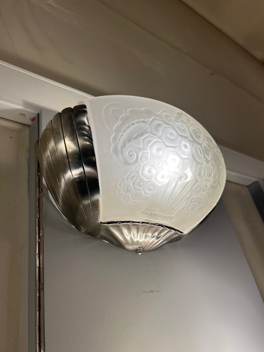 Splendid Pair Of Art Deco Wall Lights Signed Müller Frères Lunéville (art Deco Wall Light 1930) -photo-5