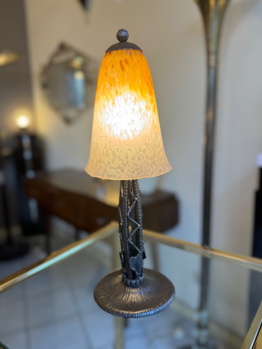 Lampe Transition Art Nouveau / Art Déco Signée Schneider / Verre Marmoréen ( Lampes Deco 1920 )