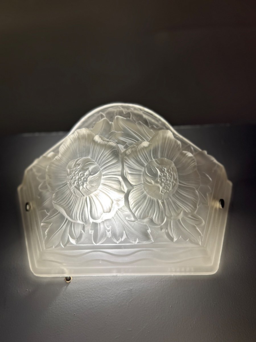 Pair Of Art Deco Wall Lights Maurice Model Signed Verdun France 419 (art Deco Wall Light 1930 -photo-4
