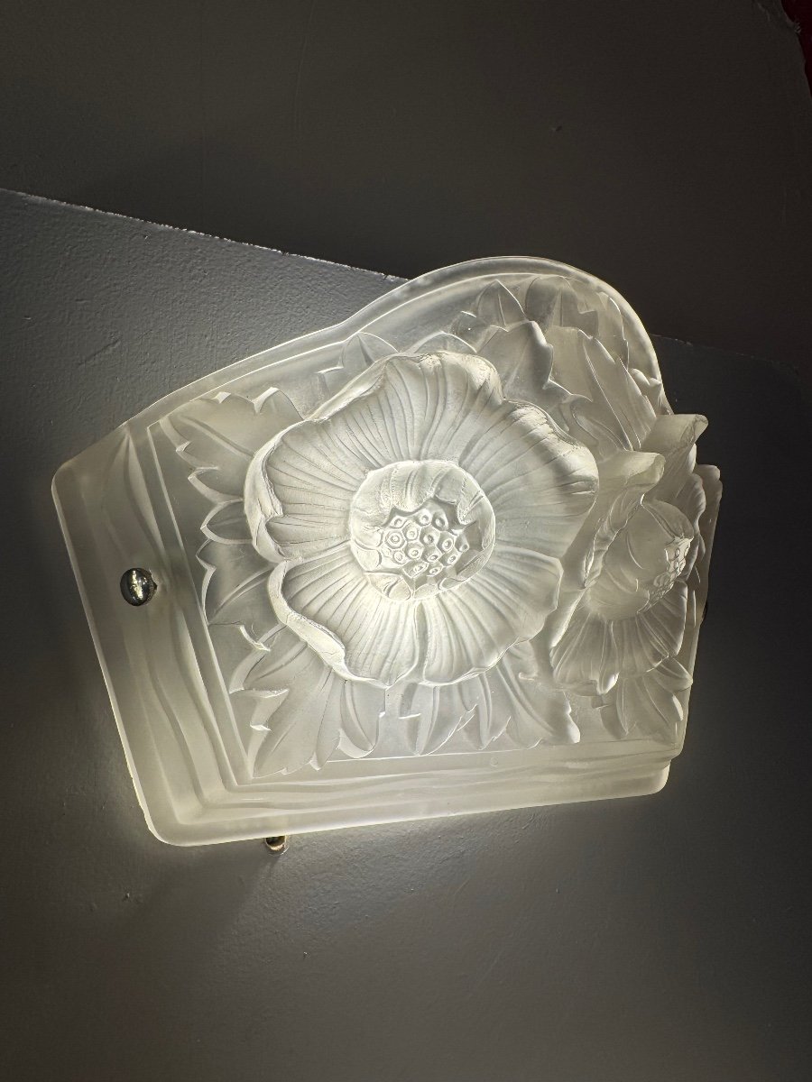 Pair Of Art Deco Wall Lights Maurice Model Signed Verdun France 419 (art Deco Wall Light 1930 -photo-3