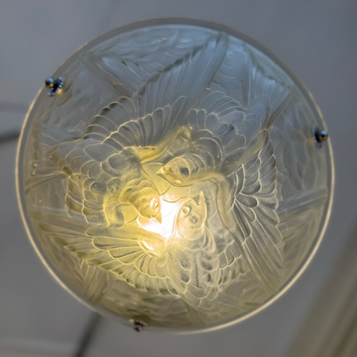 Art Deco Suspension / Ceiling Light Signed Noverdy France Deposited (art Deco Chandelier 1930) -photo-1