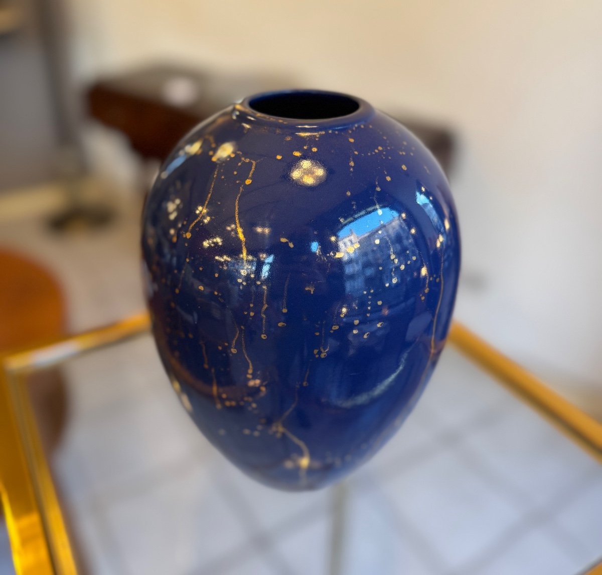 Art Deco Vase “lava” Signed Pomone France For “le Bon Marché” (art Deco Vases 1930) -photo-3