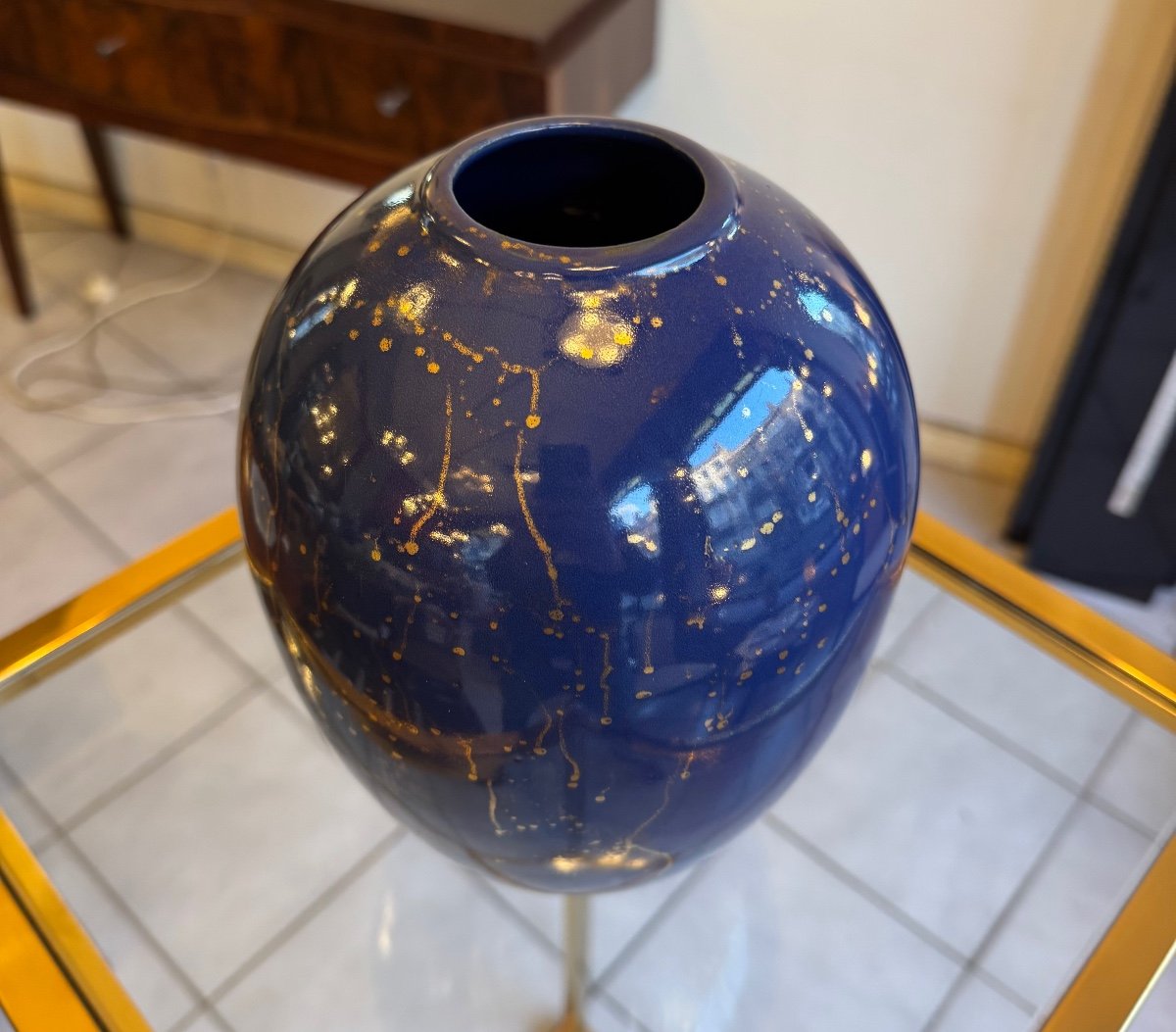 Art Deco Vase “lava” Signed Pomone France For “le Bon Marché” (art Deco Vases 1930) -photo-8