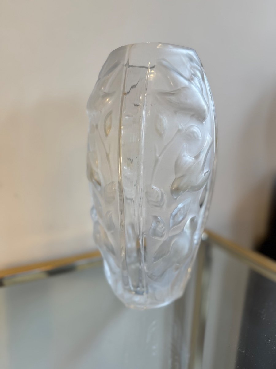 Art Deco Vase “with Birds” Degué (after) / Pressed Glass (art Deco Vases 1930) -photo-4