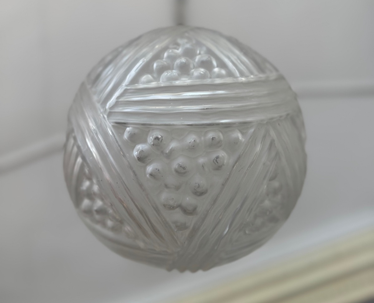 Suspension / Plafonnier Art Déco Hettier & Vincent «  Boule aux Turbans »  lustre art deco 1930-photo-6