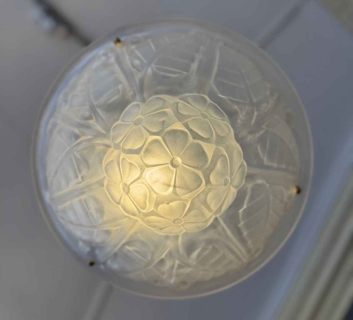 Art Deco Suspension / Ceiling Light With Cords Signed Degué (art Deco Chandeliers 1930) -photo-1