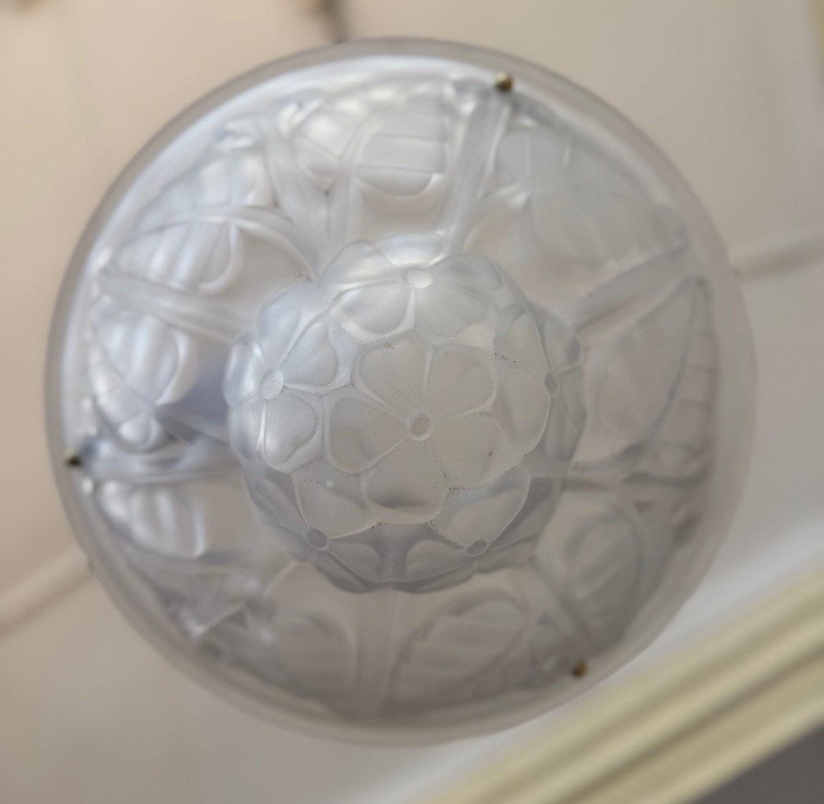 Art Deco Suspension / Ceiling Light With Cords Signed Degué (art Deco Chandeliers 1930) -photo-5