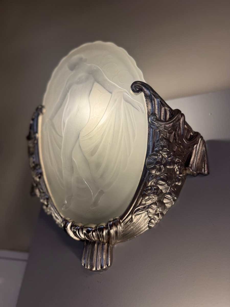 Important Pair Of Art Deco Wall Lights “les Danseuses” Signed Müller (art Deco Wall Light 1930)-photo-2