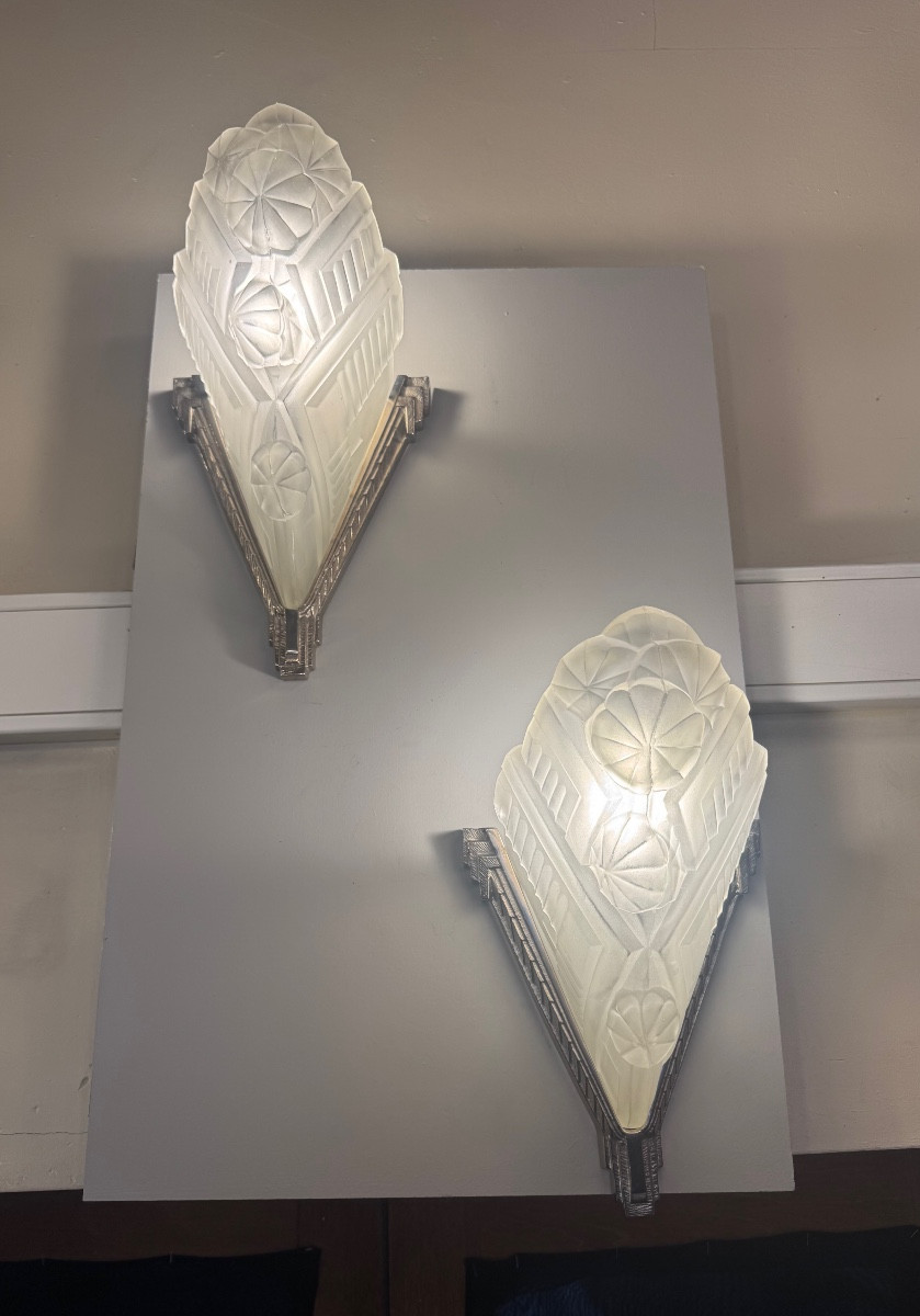 Paire d’appliques ( trois disponibles ) Art Déco Signée Francis Hubens ( applique art deco 1930
