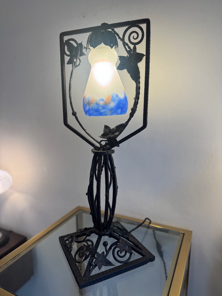 Grande Lampe Transition Art Nouveau / Art Déco Signée G.V de Croismare (Müller) lampes art deco-photo-2