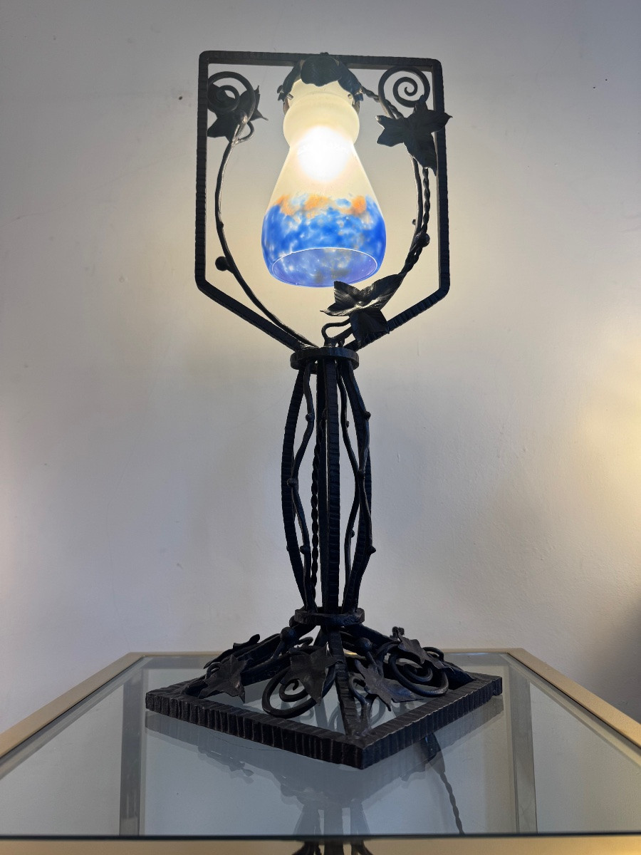 Grande Lampe Transition Art Nouveau / Art Déco Signée G.V de Croismare (Müller) lampes art deco-photo-3