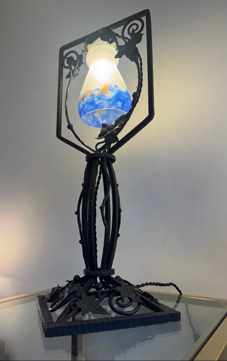 Grande Lampe Transition Art Nouveau / Art Déco Signée G.V de Croismare (Müller) lampes art deco-photo-4
