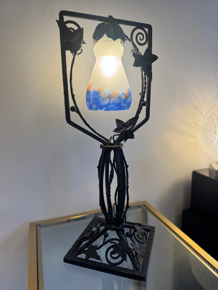 Grande Lampe Transition Art Nouveau / Art Déco Signée G.V de Croismare (Müller) lampes art deco-photo-1