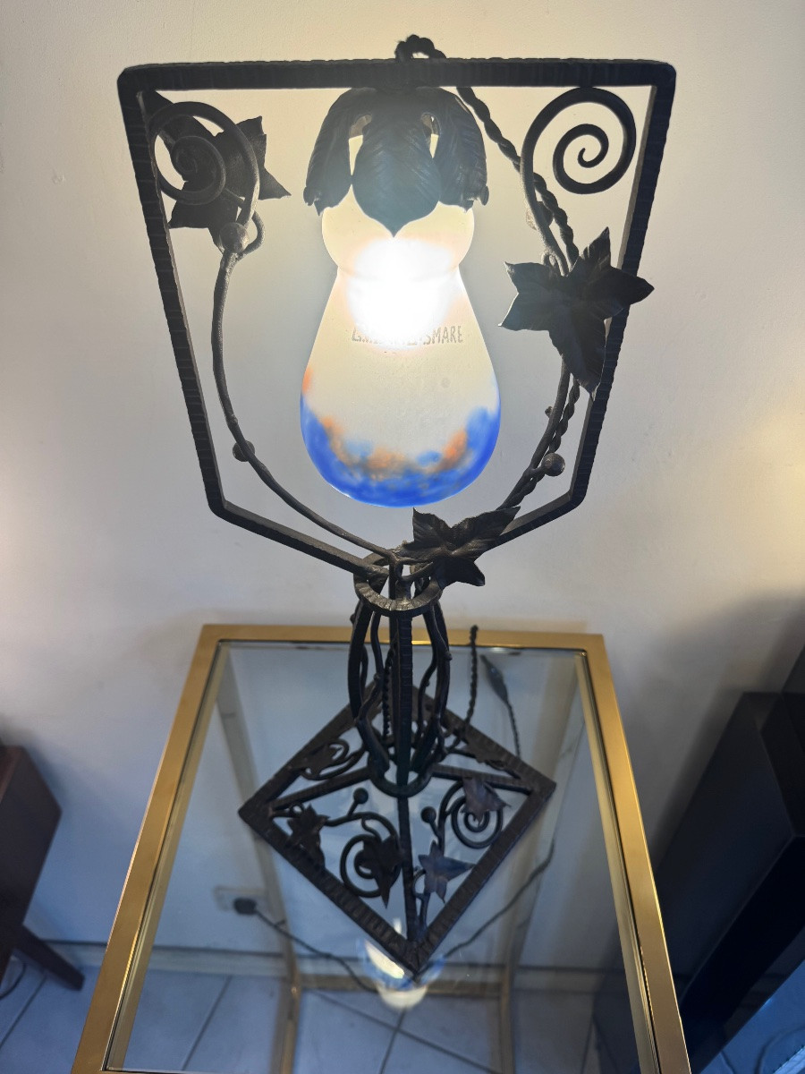 Grande Lampe Transition Art Nouveau / Art Déco Signée G.V de Croismare (Müller) lampes art deco-photo-2