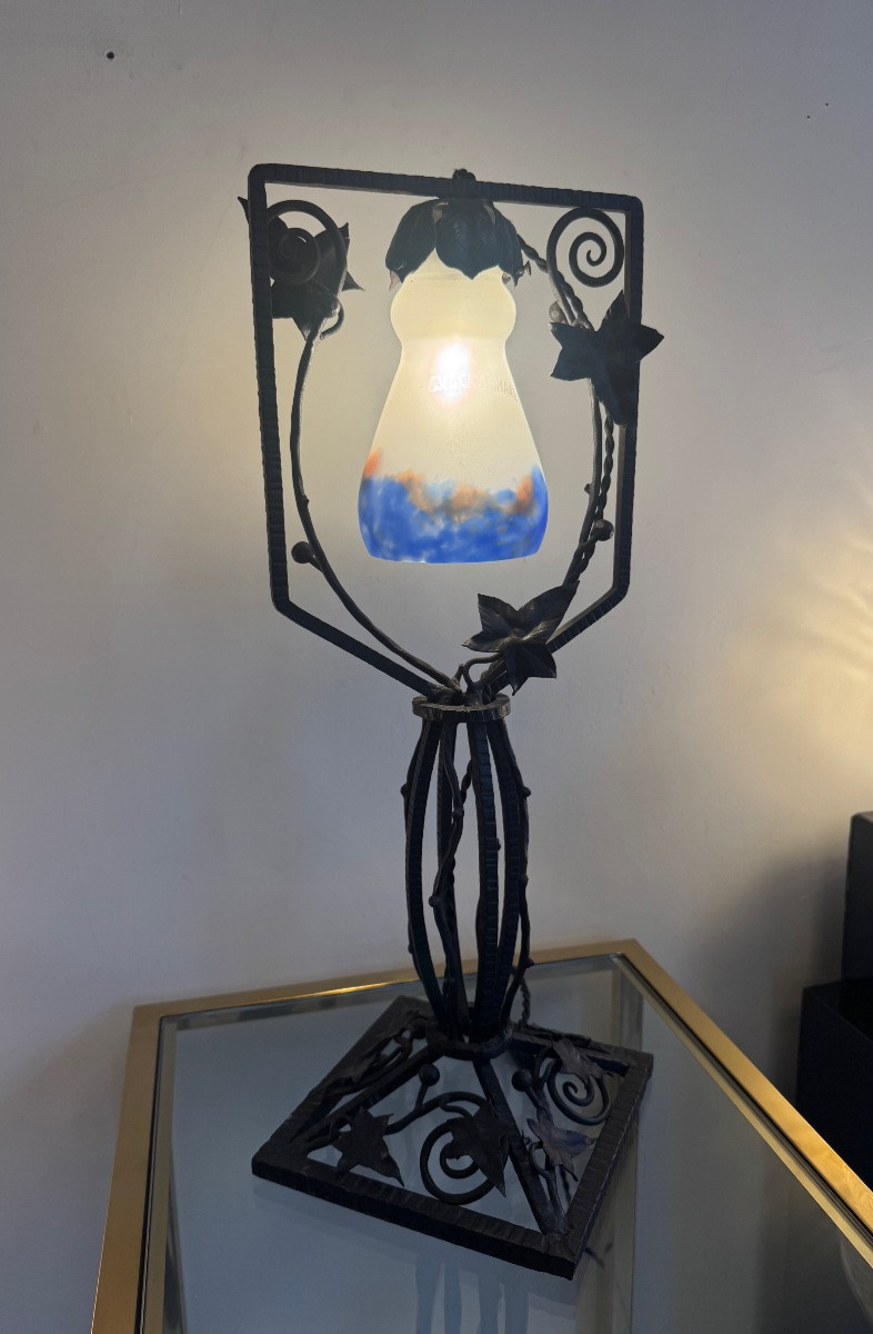 Grande Lampe Transition Art Nouveau / Art Déco Signée G.V de Croismare (Müller) lampes art deco-photo-3