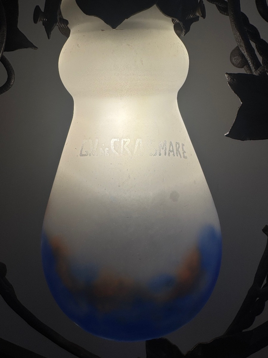 Grande Lampe Transition Art Nouveau / Art Déco Signée G.V de Croismare (Müller) lampes art deco-photo-4