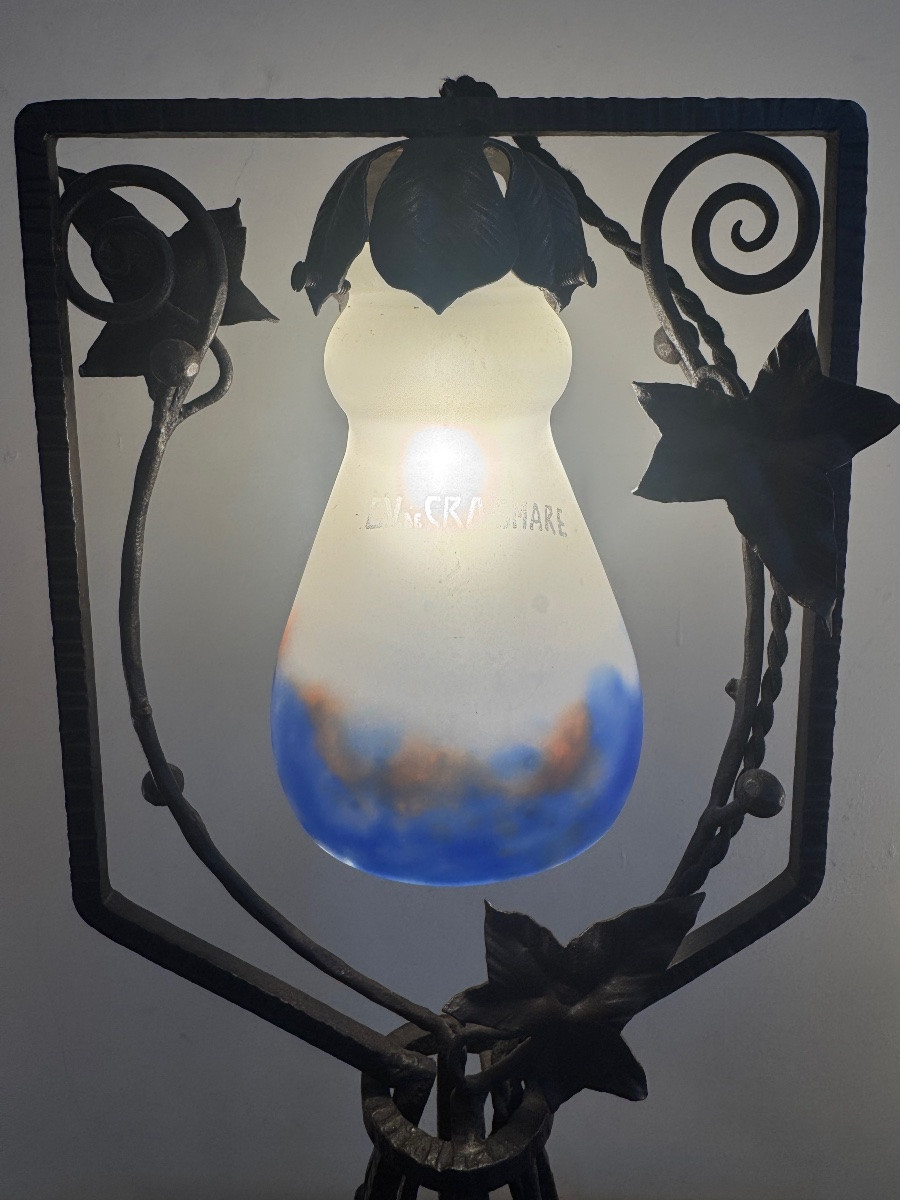 Grande Lampe Transition Art Nouveau / Art Déco Signée G.V de Croismare (Müller) lampes art deco-photo-5