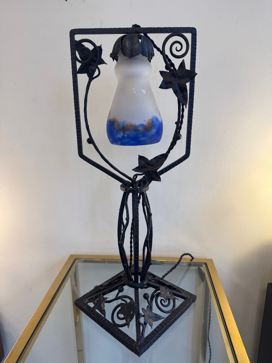 Grande Lampe Transition Art Nouveau / Art Déco Signée G.V de Croismare (Müller) lampes art deco-photo-6