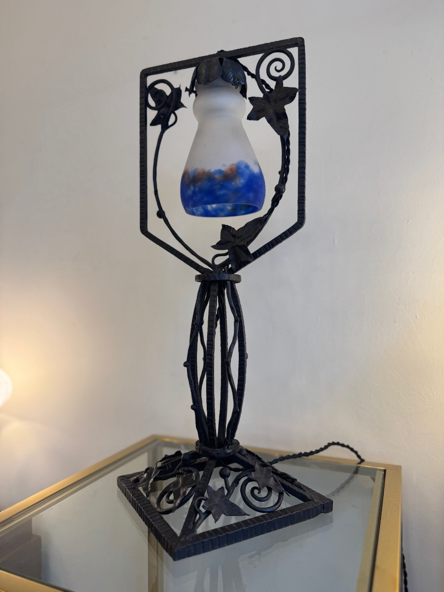 Grande Lampe Transition Art Nouveau / Art Déco Signée G.V de Croismare (Müller) lampes art deco-photo-7