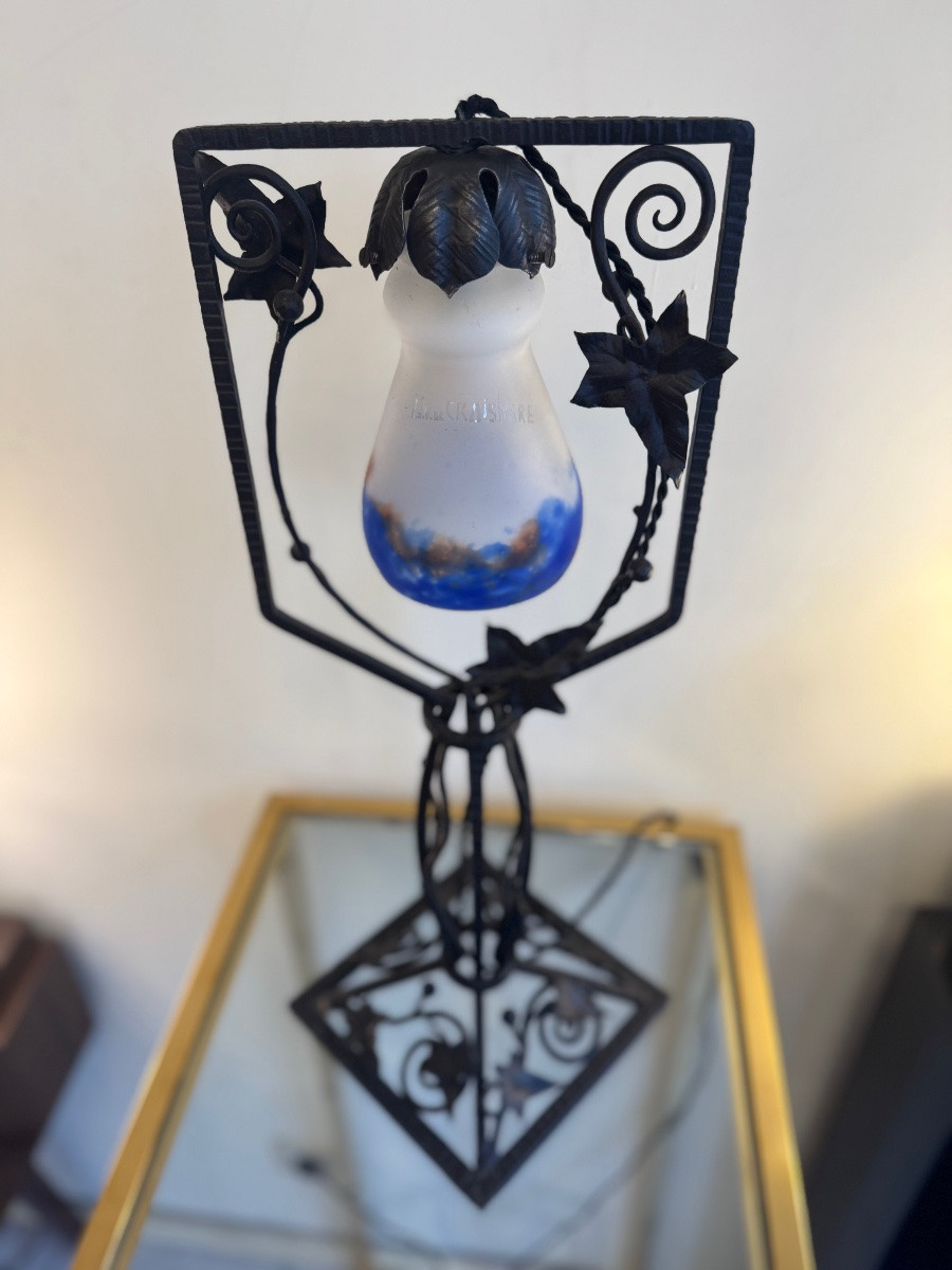 Grande Lampe Transition Art Nouveau / Art Déco Signée G.V de Croismare (Müller) lampes art deco-photo-8