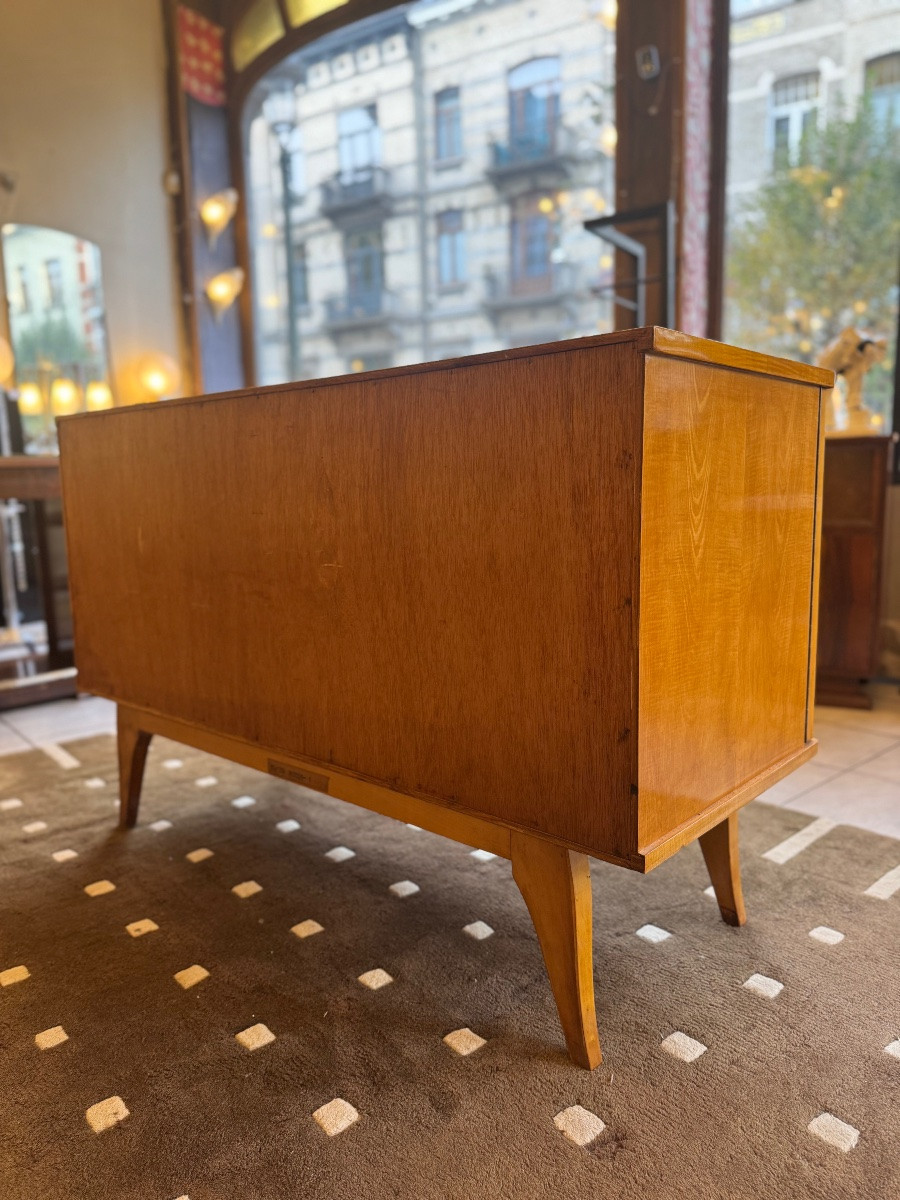 Buffet Art Déco Galbé « Arbalète » en érable sycomore / Vernis Tampon ( meuble art deco 1930 ) -photo-7