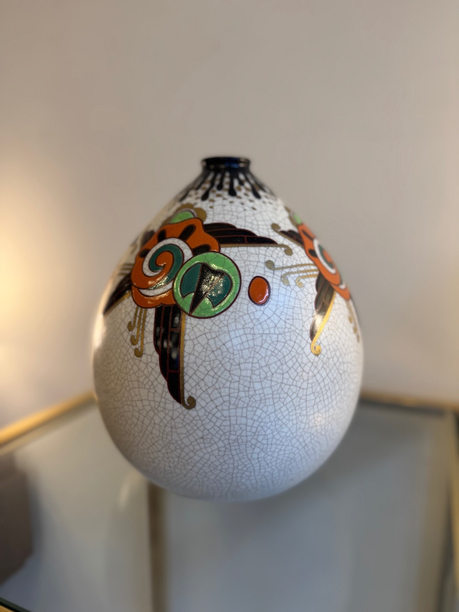 Vase Art Déco J.Martinache / Faïenceries d’Orchies / Céramique émaillée ( vases art deco 1930 )-photo-2