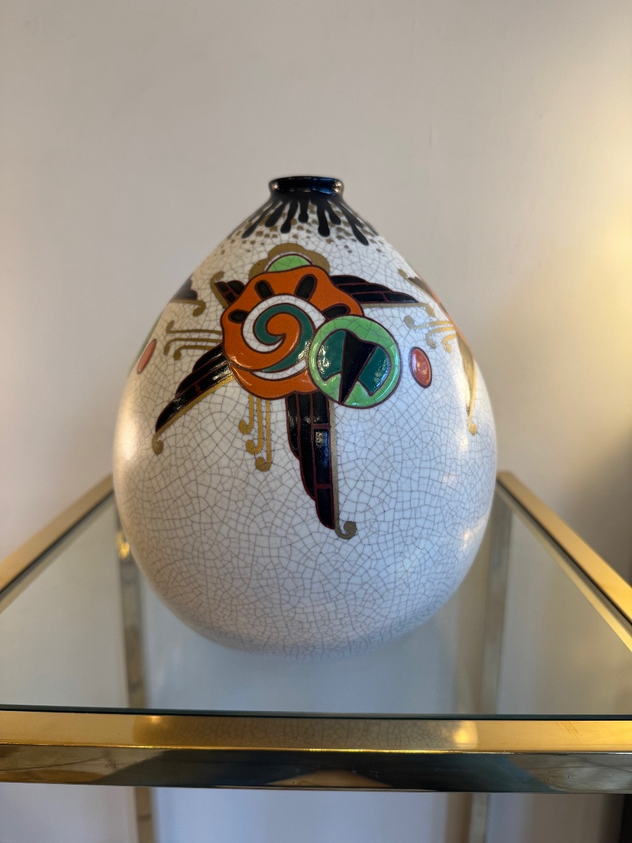 Vase Art Déco J.Martinache / Faïenceries d’Orchies / Céramique émaillée ( vases art deco 1930 )-photo-3