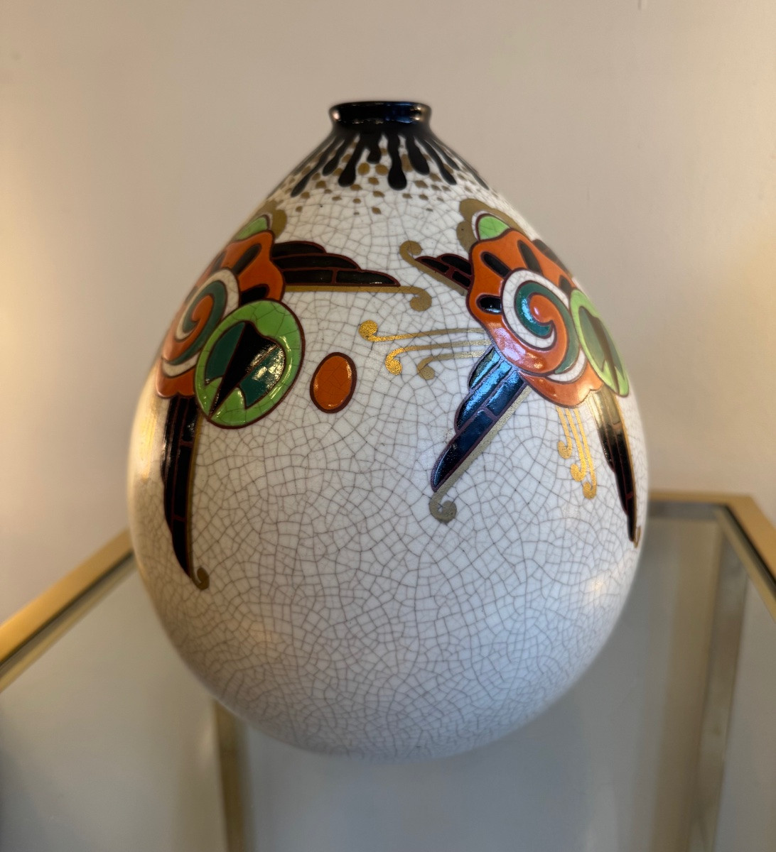 Vase Art Déco J.Martinache / Faïenceries d’Orchies / Céramique émaillée ( vases art deco 1930 )-photo-4
