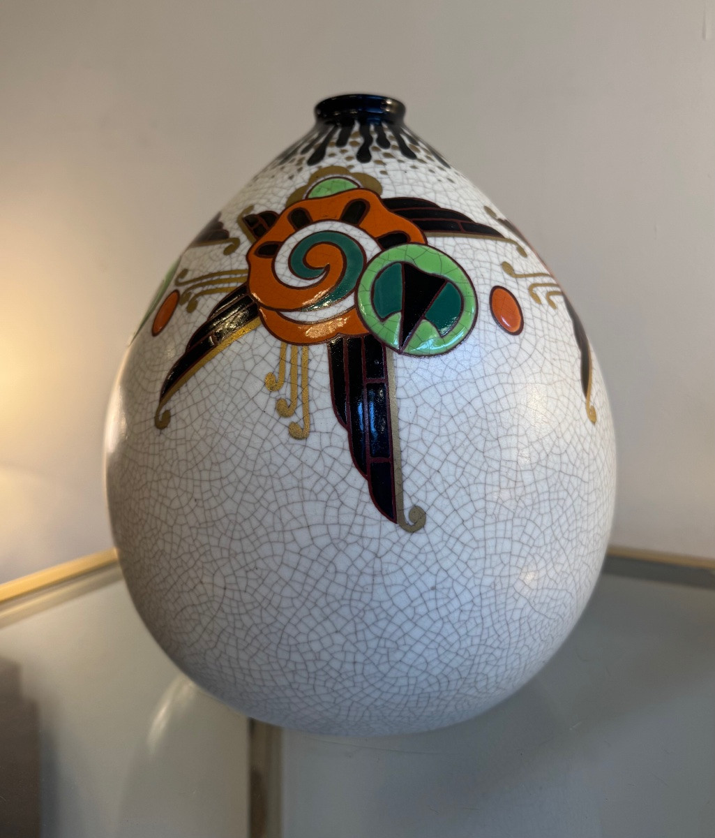 Vase Art Déco J.Martinache / Faïenceries d’Orchies / Céramique émaillée ( vases art deco 1930 )-photo-2