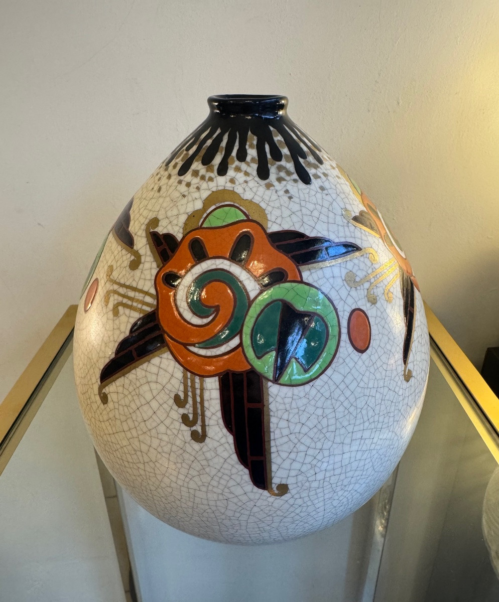 Vase Art Déco J.Martinache / Faïenceries d’Orchies / Céramique émaillée ( vases art deco 1930 )-photo-3