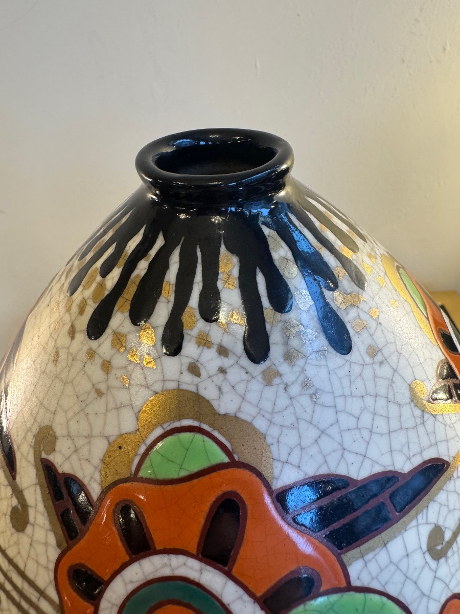 Vase Art Déco J.Martinache / Faïenceries d’Orchies / Céramique émaillée ( vases art deco 1930 )-photo-4