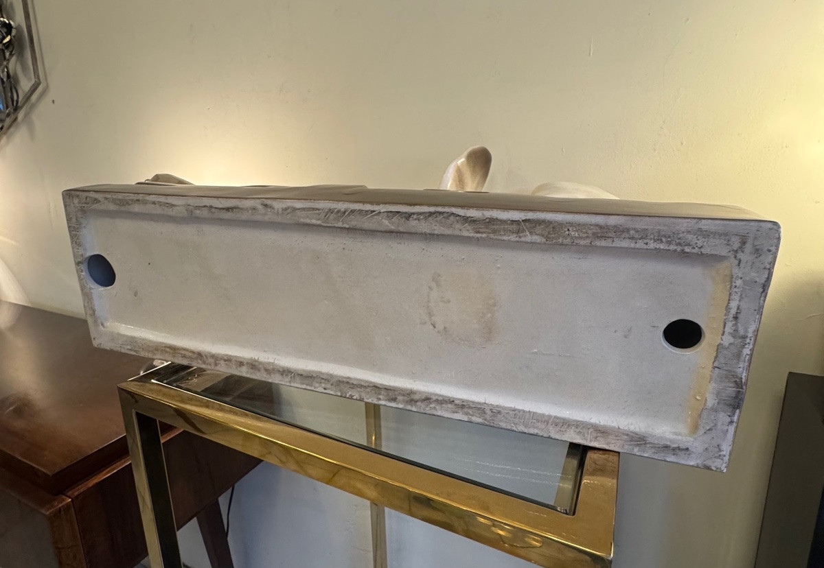 Important Glazed Ceramic Group "elephant And Panther In The Savannah" (art Deco, 1930) -photo-8