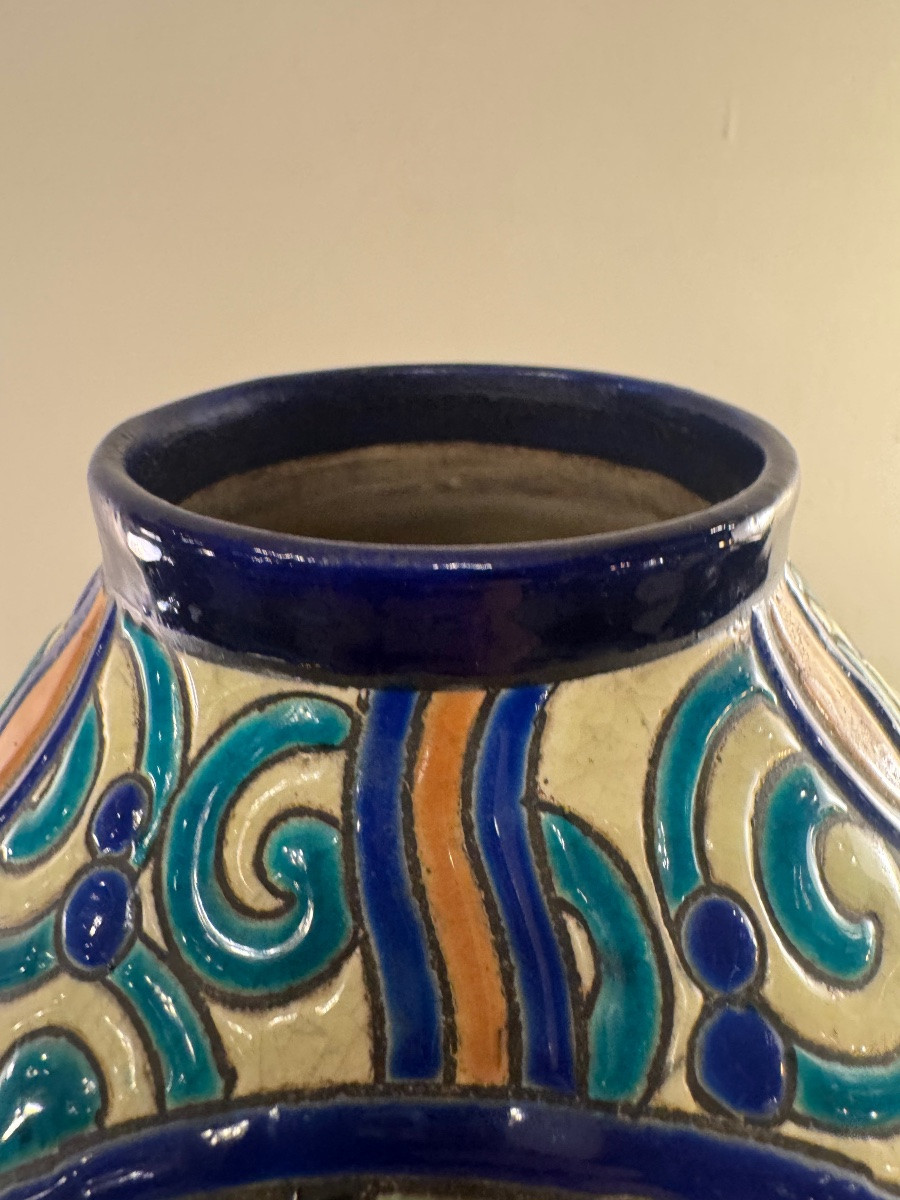 Vase Art Déco Boch Kéramis / R. Chevalier  D.2908 et F.899 ( vases art deco 1930 ) Faïence -photo-5