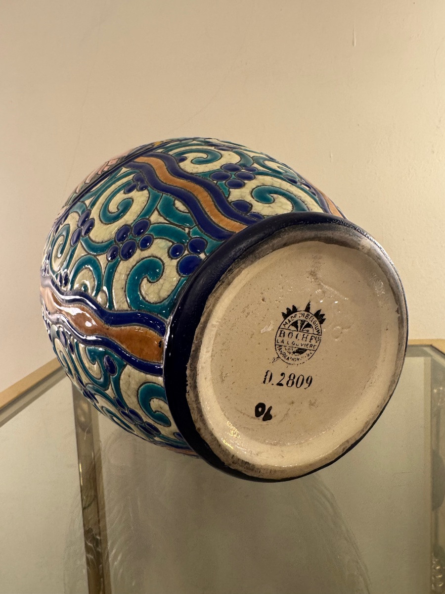 Vase Art Déco Boch Kéramis / R. Chevalier  D.2908 et F.899 ( vases art deco 1930 ) Faïence -photo-7