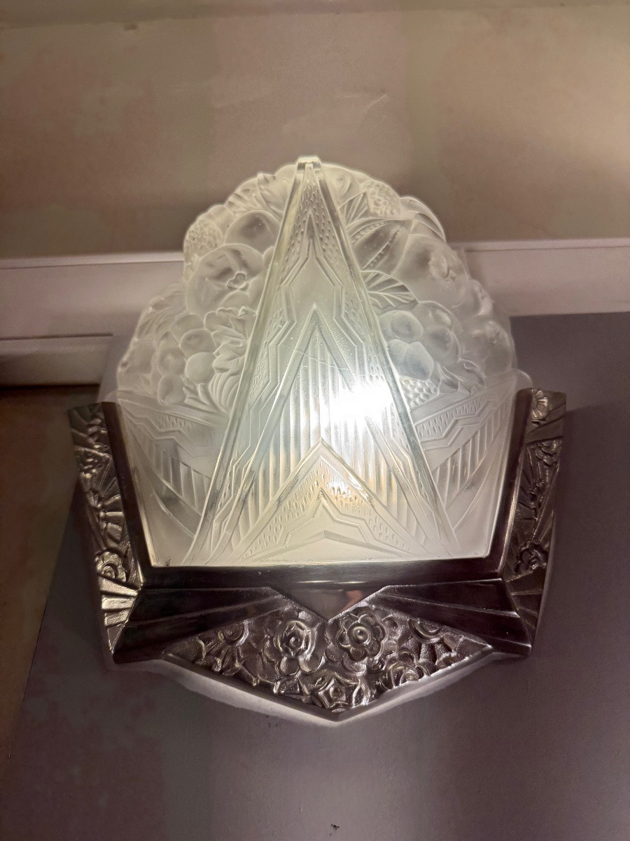 Paire d’appliques Art Déco EJG ( Établissements Jean Gauthier / Paris ) / Bronze  Art deco 1930-photo-4