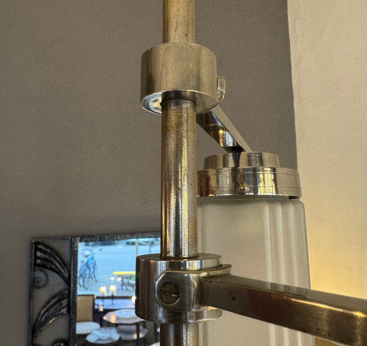 Suspension / Lustre Art Déco Moderniste modèle « Skyscraper » / métal chromé   ( art deco 1930 -photo-7