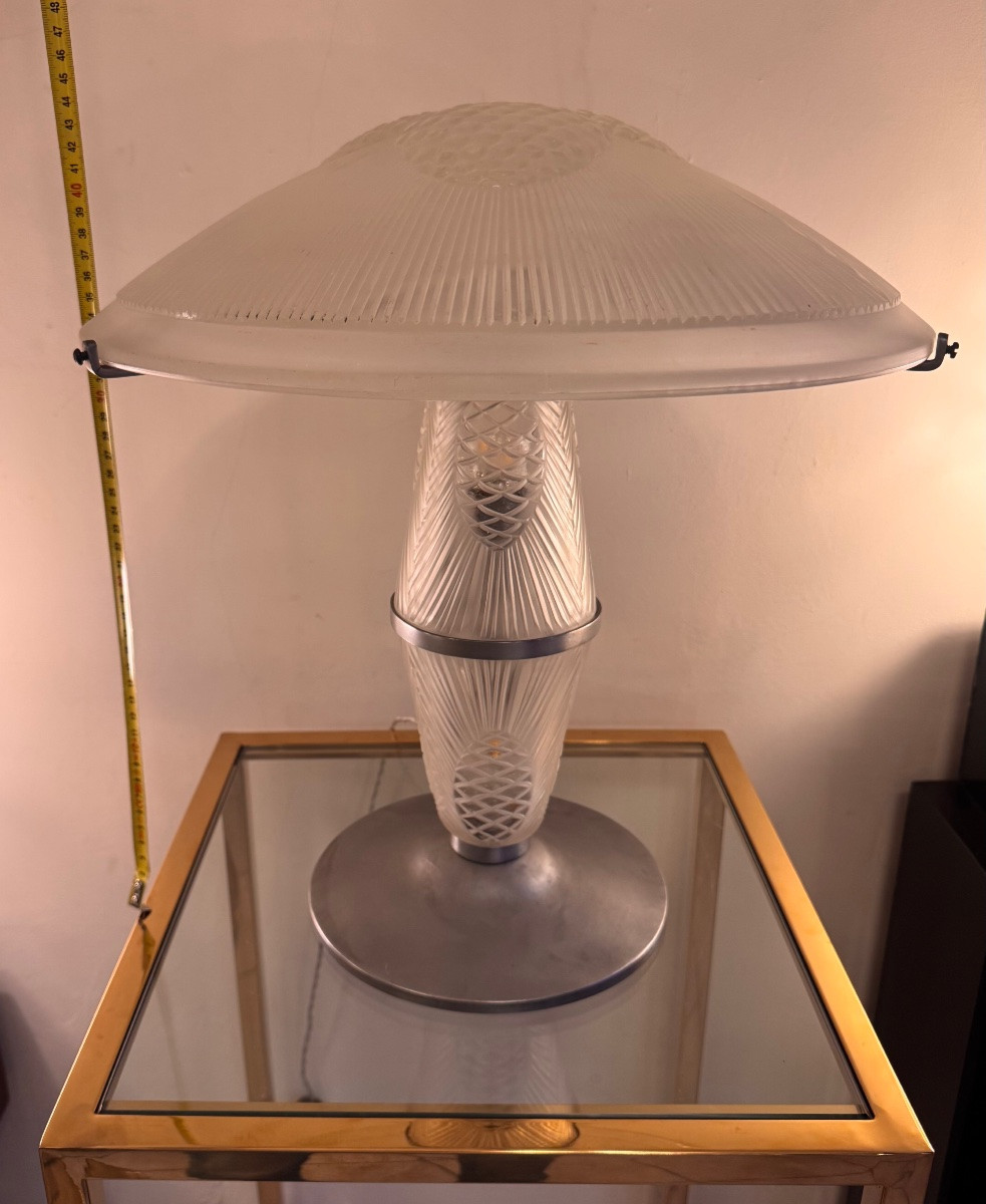Exceptional Art Deco Lamp By Jean Noverdy "aux Pommes De Pin" (with Illuminated Stem) (art Deco 1930) -photo-8