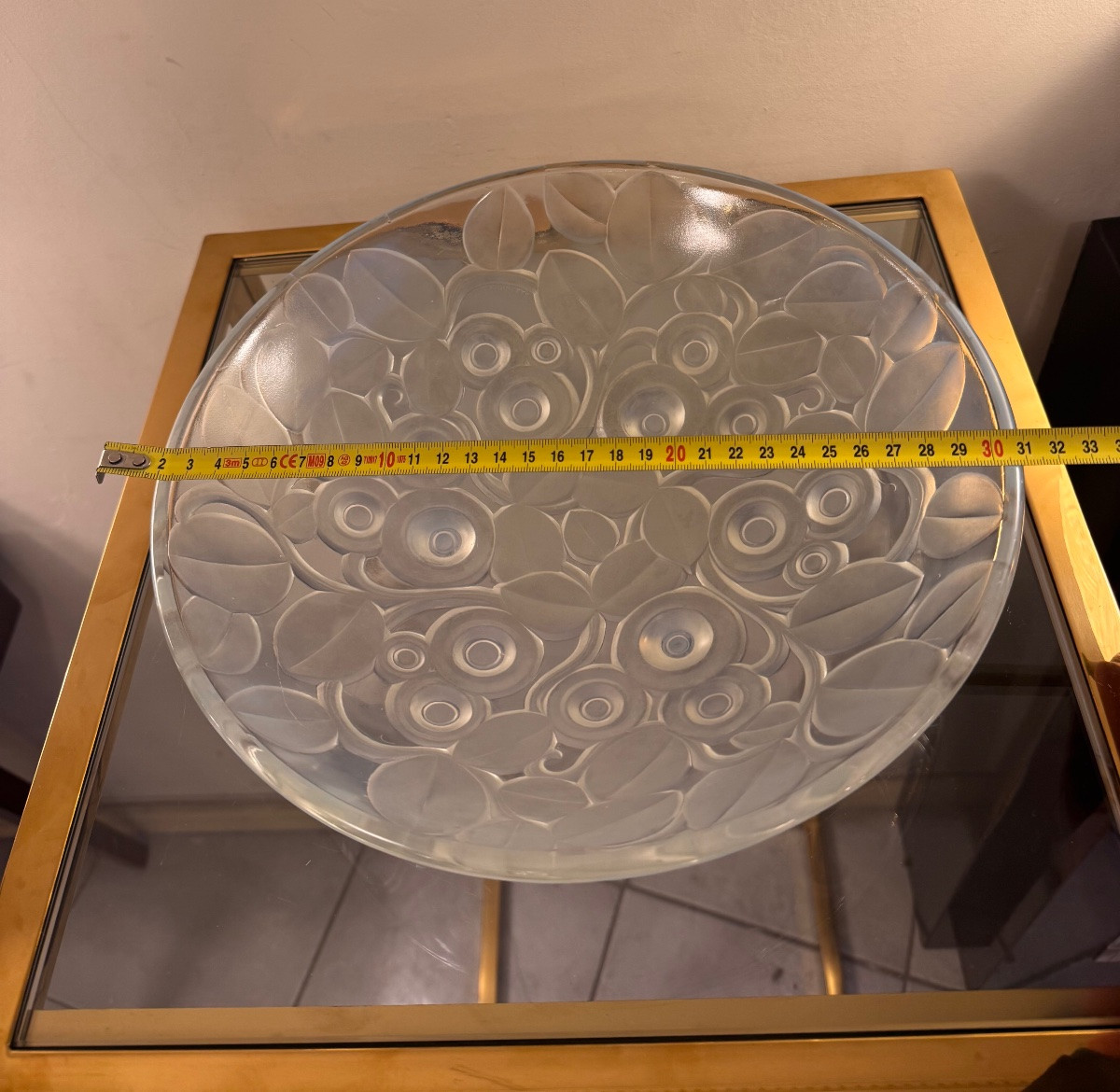 Rare Centre de Table / Vide-Poches Art Déco en verre opalescent Signé A. Hunebelle ( deco 1930 -photo-8