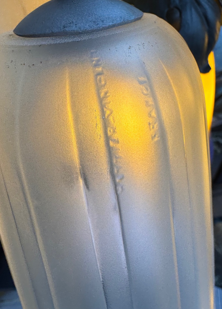 Art Deco Double Tulip Lamp Signed Hettier & Vincent France (paris 1930 Art Deco Lamps) -photo-7