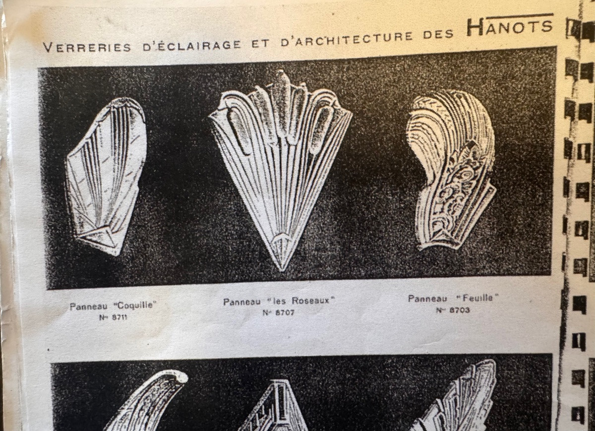 Pair Of Art Deco Wall Sconces, Verreries Des Hanots, "coquille" Model (five Available, 1930) -photo-8