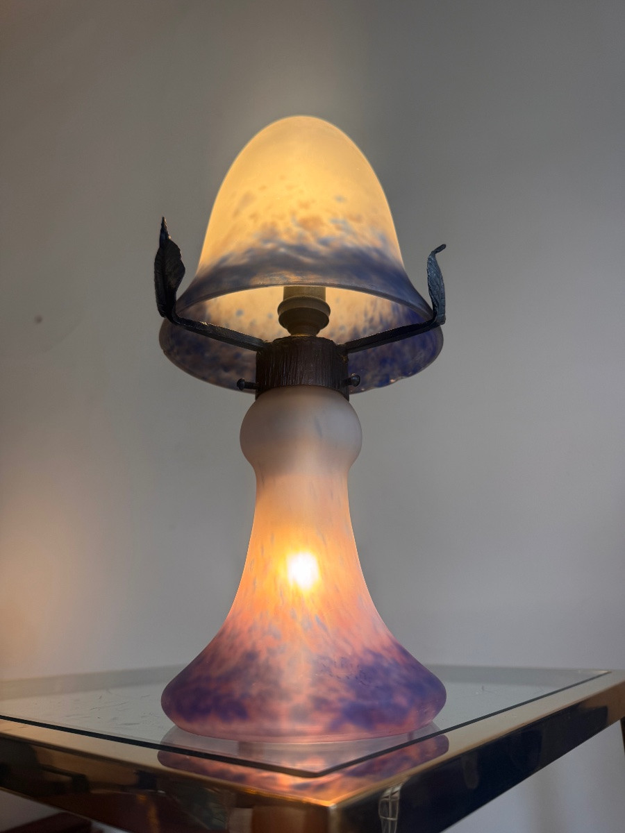 Lampe Transition Art Nouveau / Art Déco à double éclairage Signée Müller Frères ( lampes 1930 -photo-4